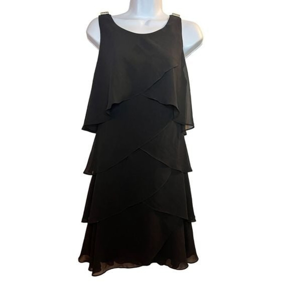 Style & Co Black Ruffle Layered Dress Size 4